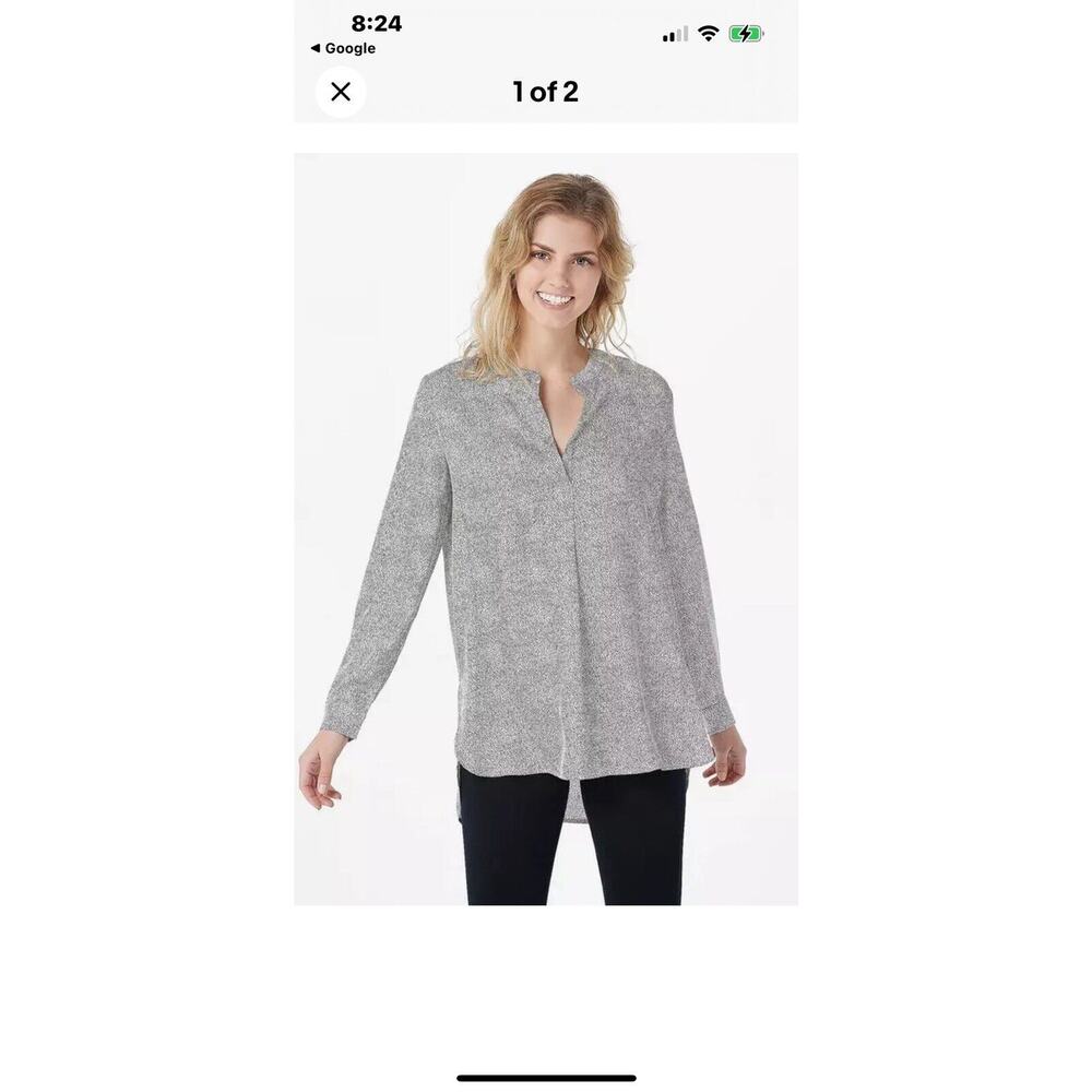 Bishop + Young Printed Satin Pullover Tunic Top Micro Dot NWT Size Large
